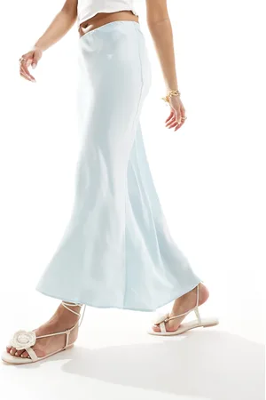 Stradivarius Satin bias midi skirt in