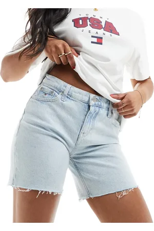 Tommy Hilfiger Maddie mid waist denim shorts in light wash