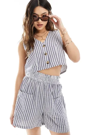 In The Style X Jenny Mogey elasticasted waist pocket detail boxer shorts co-ord in stripe
