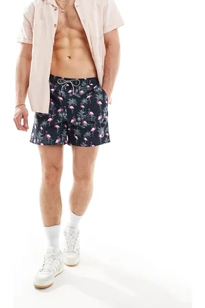 JACK & JONES Swim shorts with flamingo print in