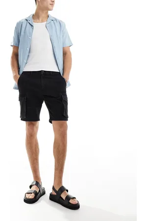 Only & Sons Slim fit denim cargo short in washed