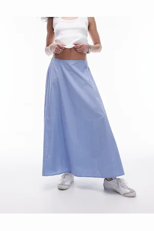 Topshop Midi cotton full skirt in micro check
