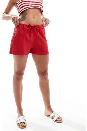 Pull&Bear Linen look drawstring waist short in