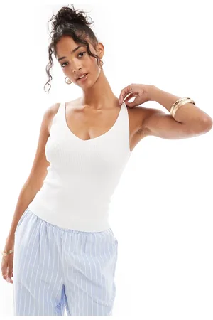 JDY Ribbed tank top in cream