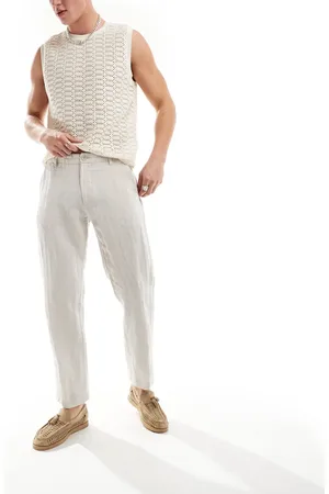 SELECTED Slim fit linen mix suit trouser in beige