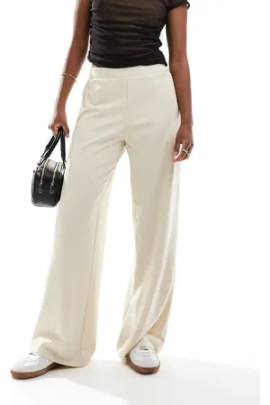 Noisy May Wide leg elasticated waist trouser in stone