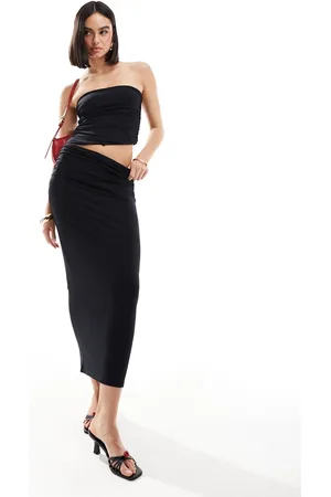 Pull&Bear Polyamide sculpt midi skirt co-ord in