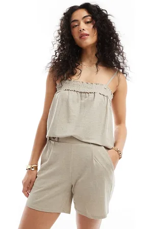 JDY Jersey short co-ord in beige