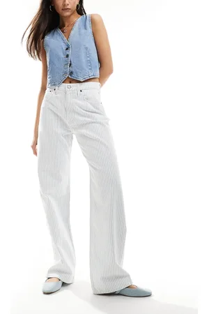 Abercrombie & Fitch High rise loose fit jean in blue stripe