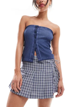 COLLUSION Wrap mini kilt in check