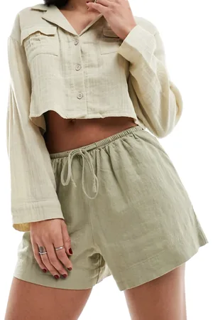 Cotton On Cotton On relaxed drawstring shorts in khaki linen look