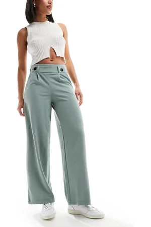 JDY High waisted wide fit tailored trousers in teal