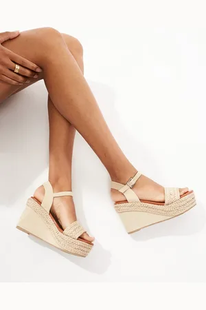 Truffle Collection Jute wedge heeled sandals in