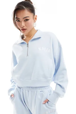 Kaiia Cropped half zip sweatshirt co-ord in baby