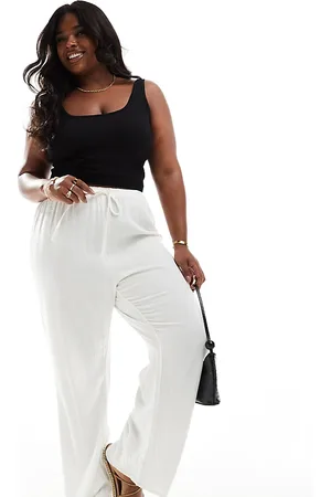 4th & Reckless Linen mix tie waist wide leg trousers in