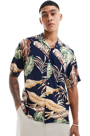 JACK & JONES Floral shirt with revere collar in