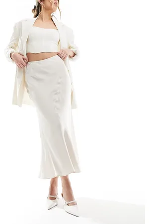 & OTHER STORIES Satin midi skirt with panel detail in off