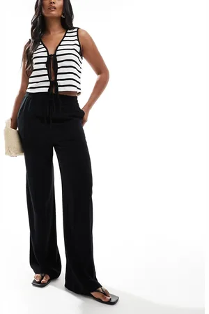 SELECTED Femme linen touch wide fit trousers in