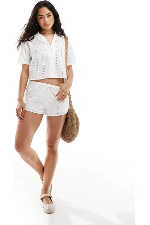 Pull&Bear Broderie detail short co-ord in