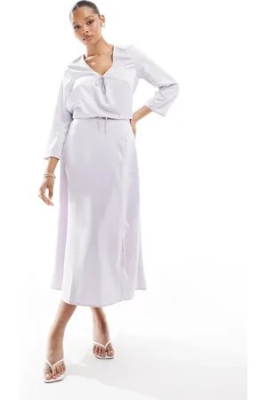VERO MODA Midi skirt with embellished bow in lavender blue