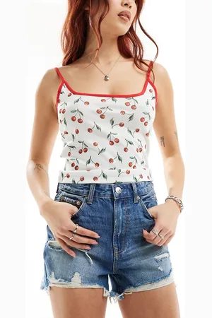 Stradivarius Ripped denim short in dark