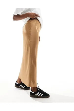 ASOS Satin bias midi skirt in taupe