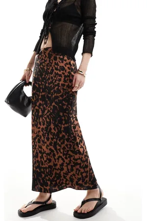 ASOS Satin bias midi skirt in animal print