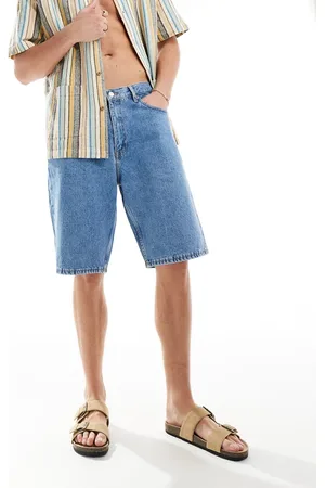Dr Denim Omar relaxed fit mid waist jorts in stream sky retro mid wash