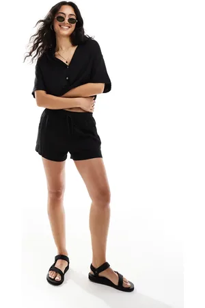 Pull&Bear Drawstring waist linen short co-ord in