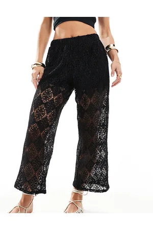 JDY Crochet wide leg trouser with short inscert in