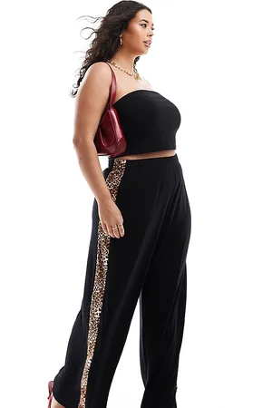 Yours Wide leg trouser with leopard detail in