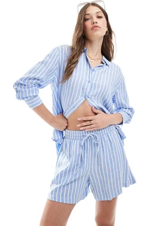 VERO MODA Linen blend loose a line shorts co-ord in stripe