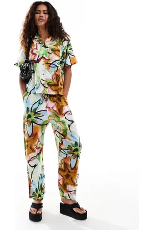 Obey Co-ord print wide leg trousers in mutli