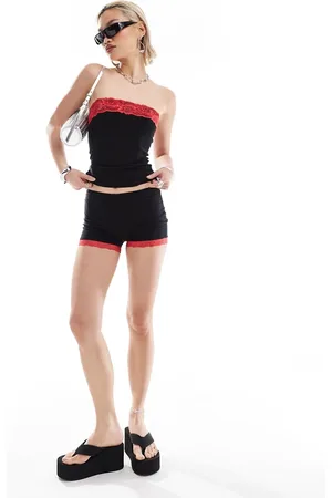 COLLUSION Lace trim micro short co-ord in