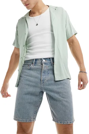 Only & Sons Edge straight fit denim shorts in light with pink rinse
