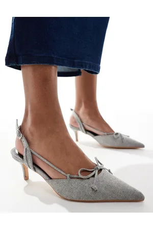 Public Desire Rai pointed heeled mule in light grey