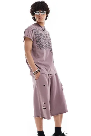 COLLUSION Distressed skater fit festival shorts in wash