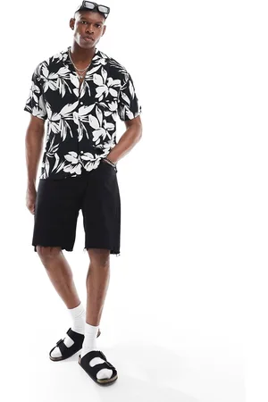 JACK & JONES Floral shirt with revere collar in