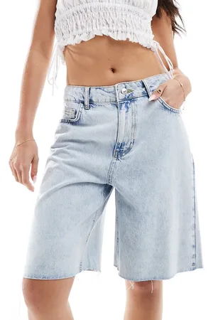 Pimkie Longline bermuda denim shorts in bleach wash