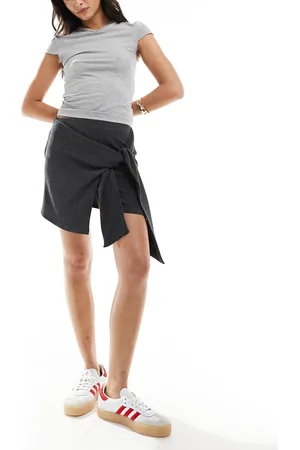 ASOS Textured mini skirt with tie detail in