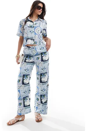 Abercrombie & Fitch Co-ord tile print satin trouser in