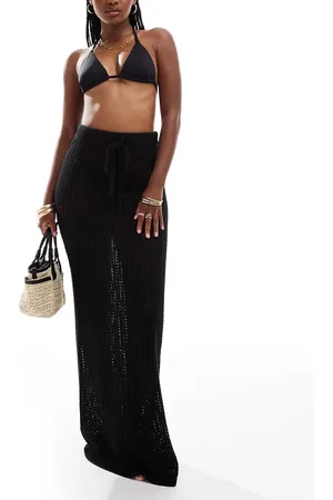 4th & Reckless Bari open knit maxi beach skirt in