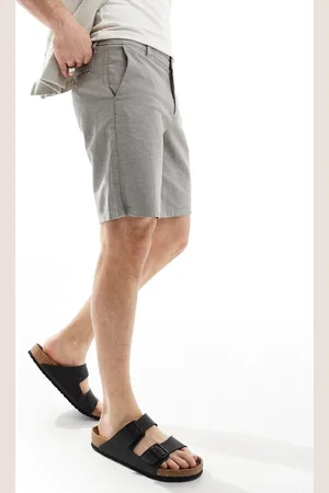Only & Sons Linen mix chino short in charcoal