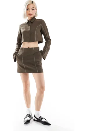 Reclaimed Skirt with crossstich detail in co-ord