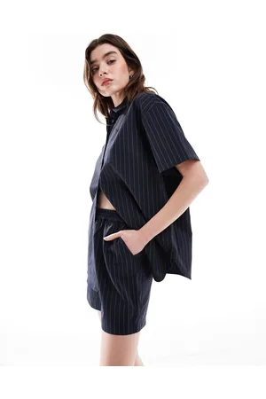 JDY Oversized pinstripe co-ord short in