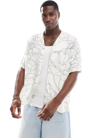 JACK & JONES Oversized revere collar floral printed shirt in