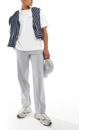 SELECTED Loose fit pleated trousers in melange