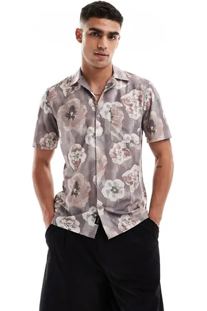Only & Sons Revere collar regular fit shirt with blurred floral print