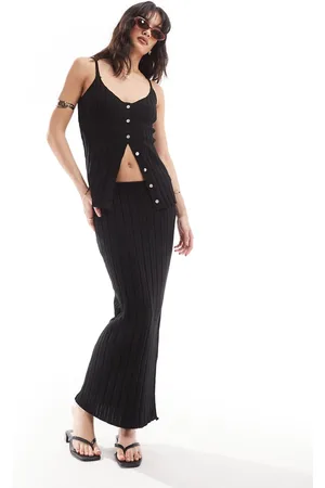 SNDYS Knit rib maxi skirt co-ord in