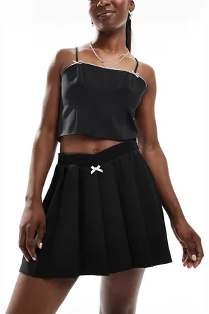 Miss Selfridge Tailored sporty trim pleated mini skirt in